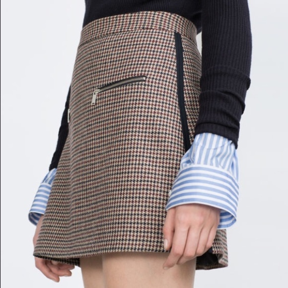Zara Dresses & Skirts - ZARA Tweed A-line Mini Skirt in Brown Tweed